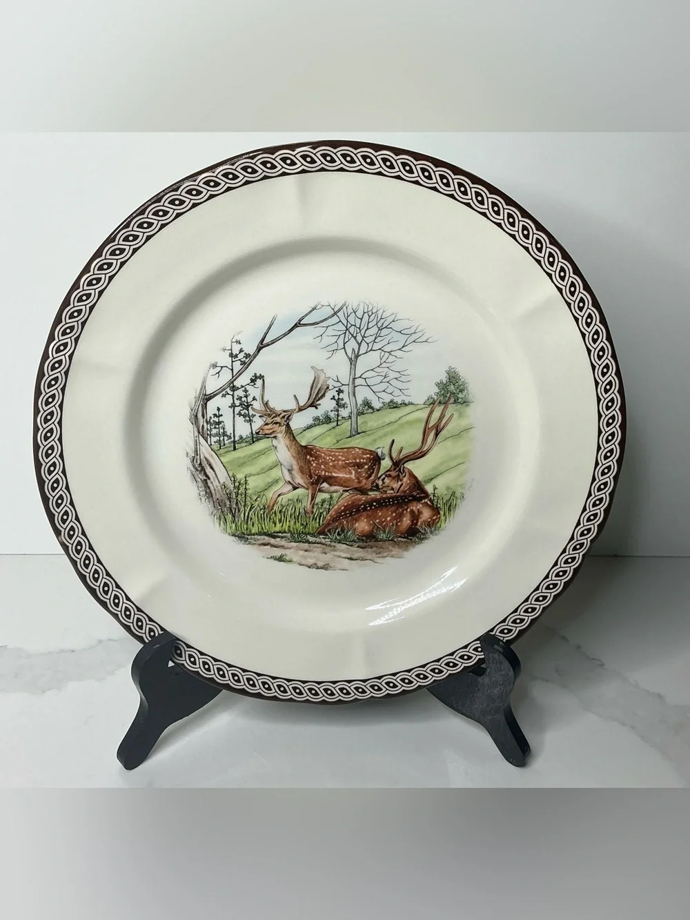 4 LEGEND Dinner Plates 10.7” British Heritage Earthenware Fall Deer New
